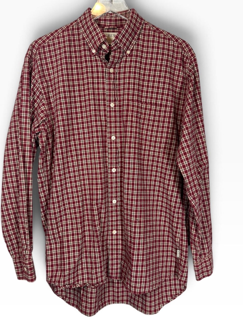 J.CREW Men's Small Red Plaid Cotton Button Down Shirt